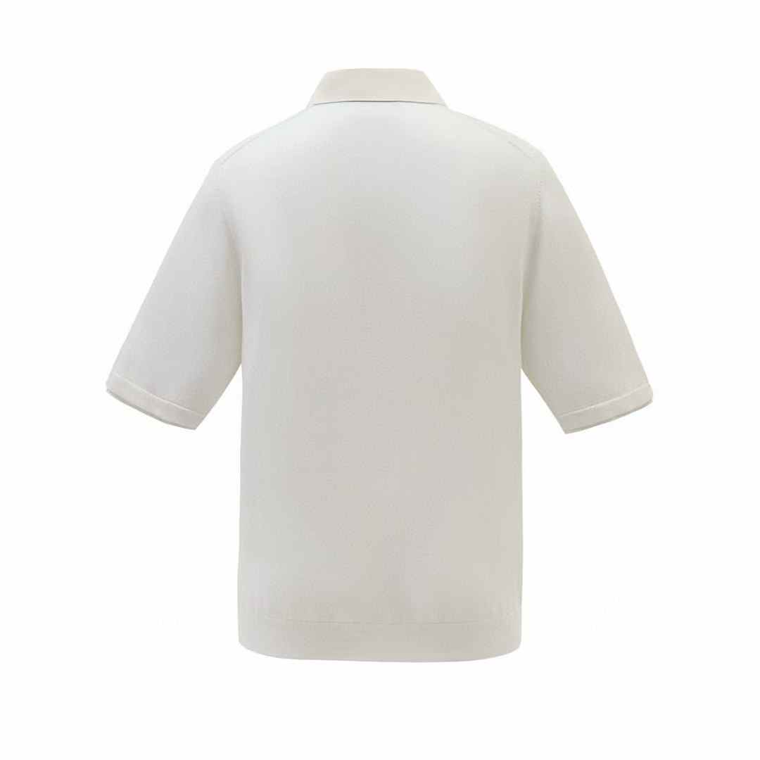 LV SS24 Embroidered Short-Sleeved Cotton Blend Polo Shirt in white