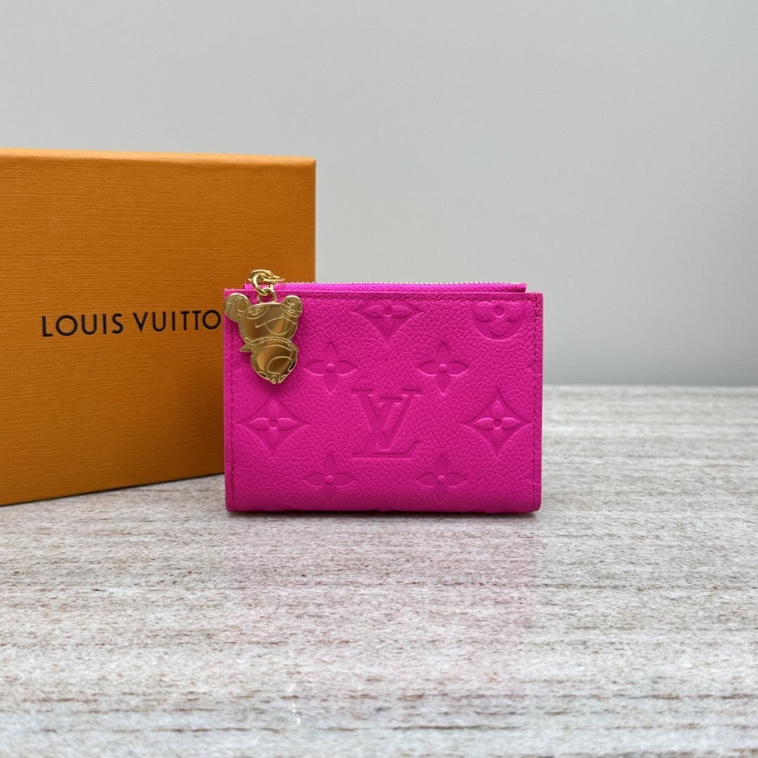 LV x Takashi Murakami Lisa Wallet in Kawaii Pink Monogram Empreinte leather