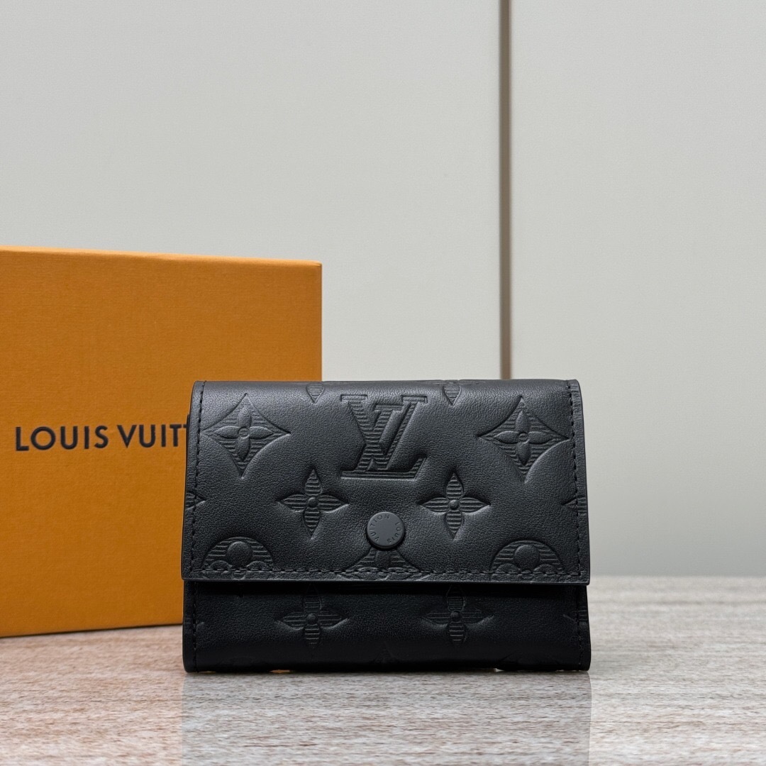 LV Monogram Shadow Victor Wallet in black calfskin leather