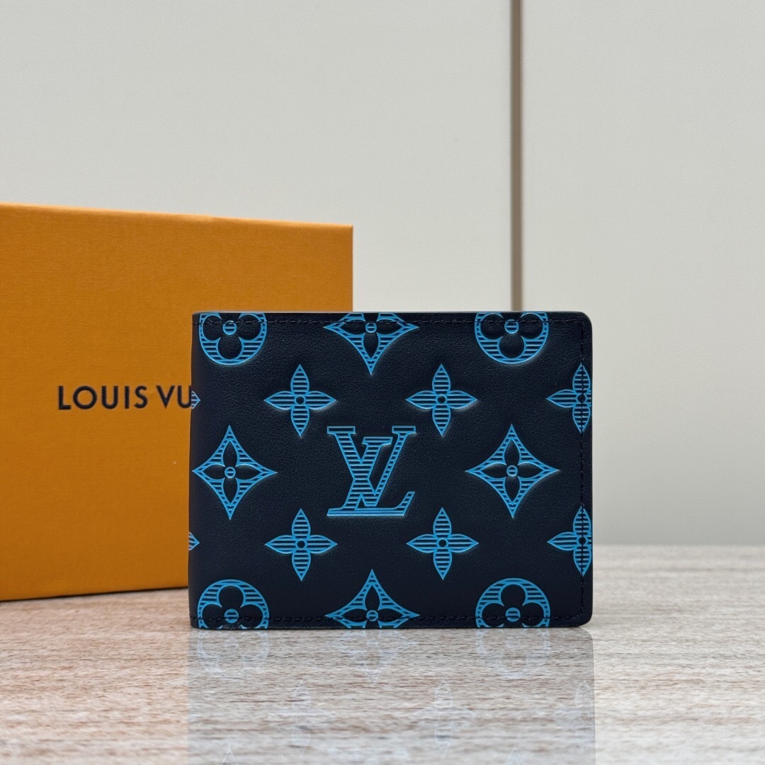 LV Monogram Shadow Multiple Wallet in navy blue