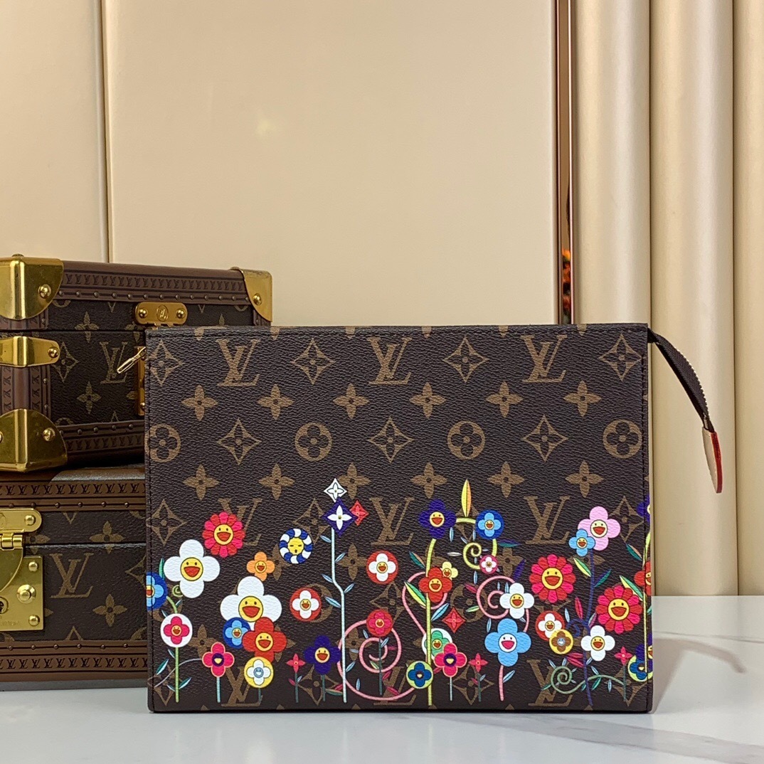 LV x Takashi Murakami Toiletry Pouch in the Monogram canvas with a floral print