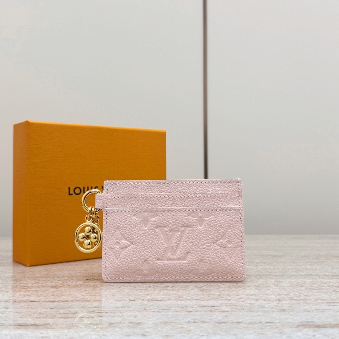LV Monogram Empreinte leather card holder in Rose Poudre pink
