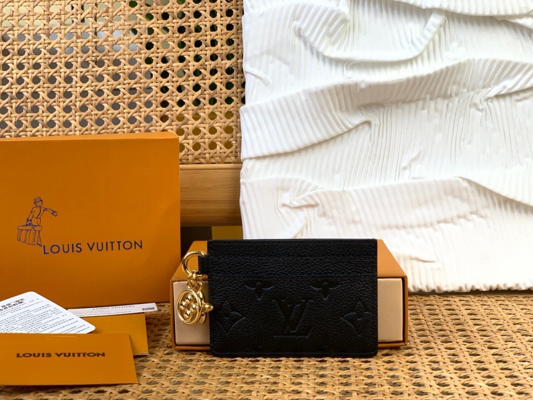 LV Flora Card Holder in black Monogram Empreinte embossed supple grained cowhide leather