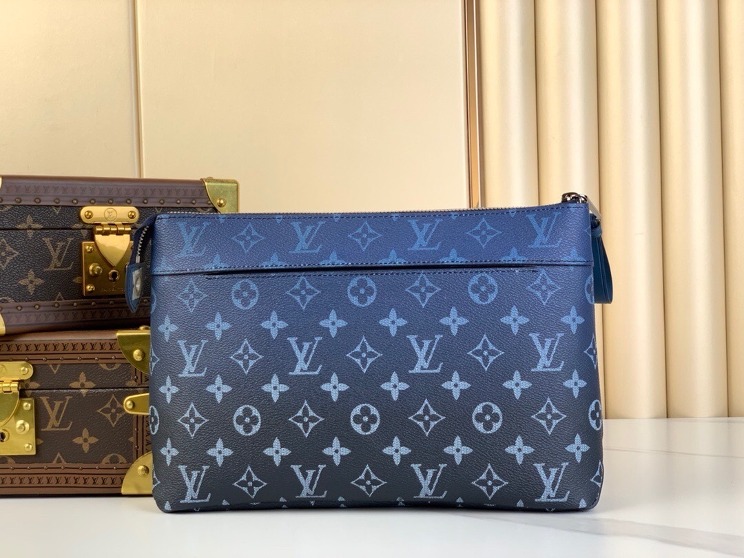LV Pochette Voyage Souple in Monogram Eclipse coated canvas