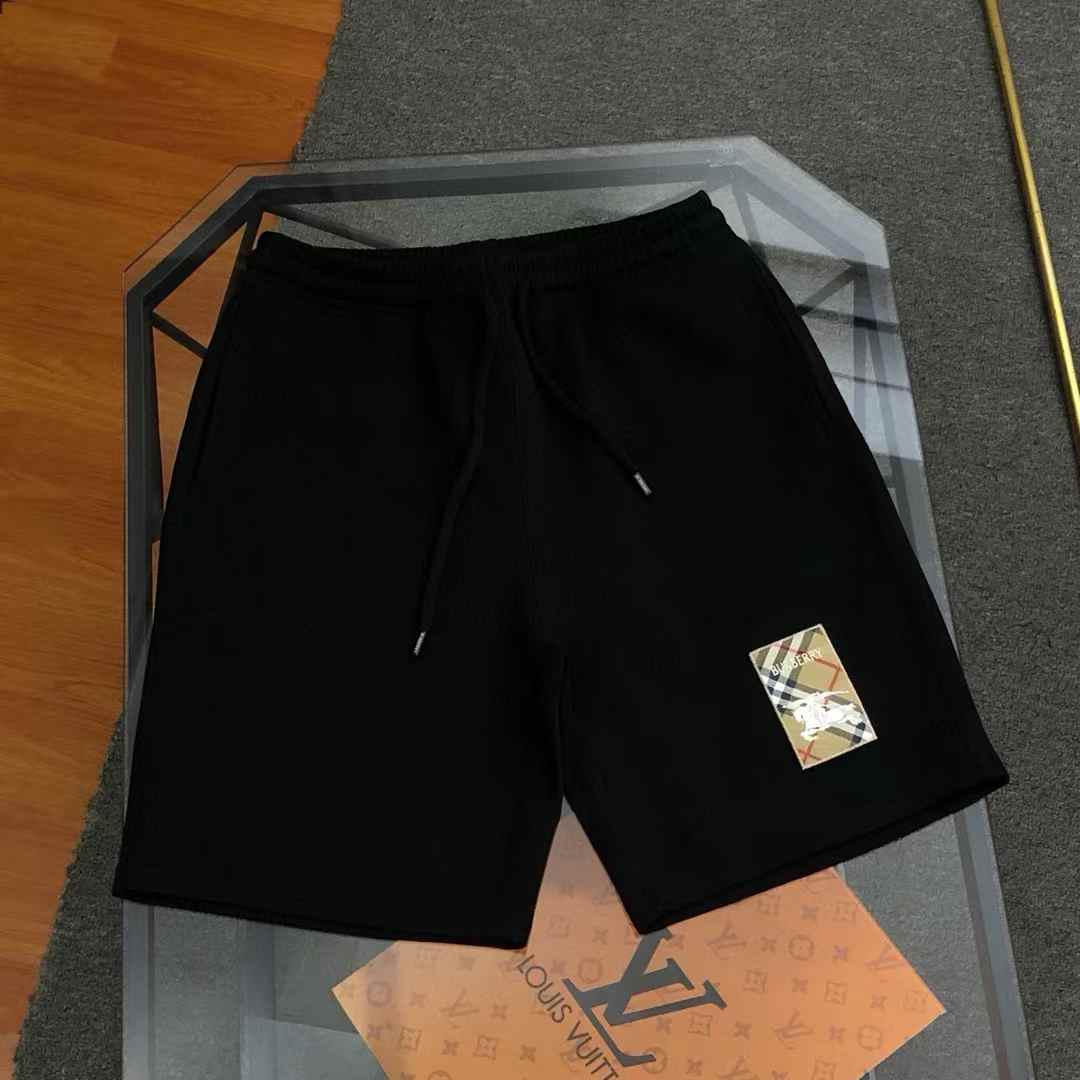 Burberry Check Label Cotton Shorts in black