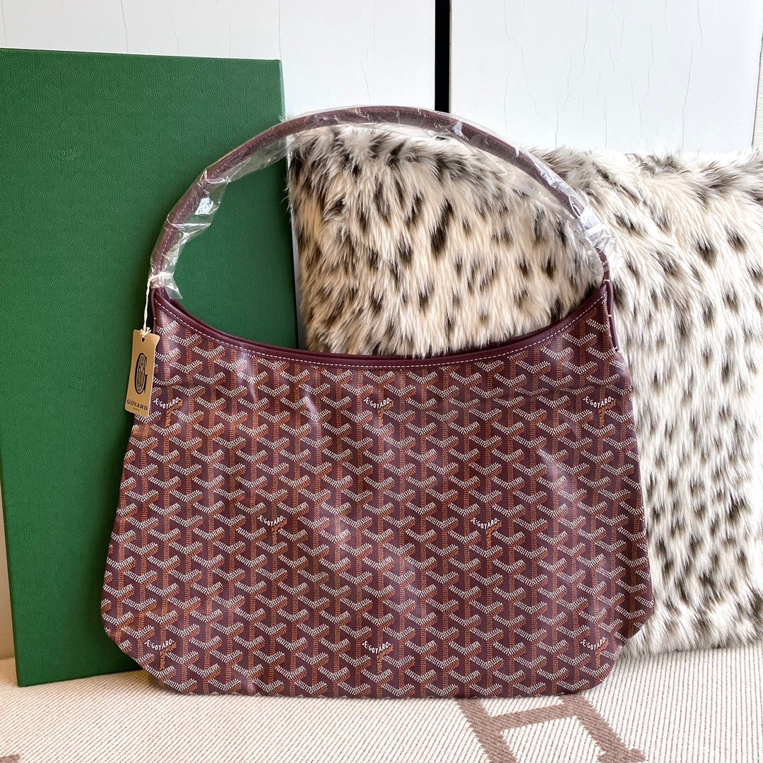 Goyard Bohème Hobo bag in burgundy Goyardine canvas and Chevroches calfskin
