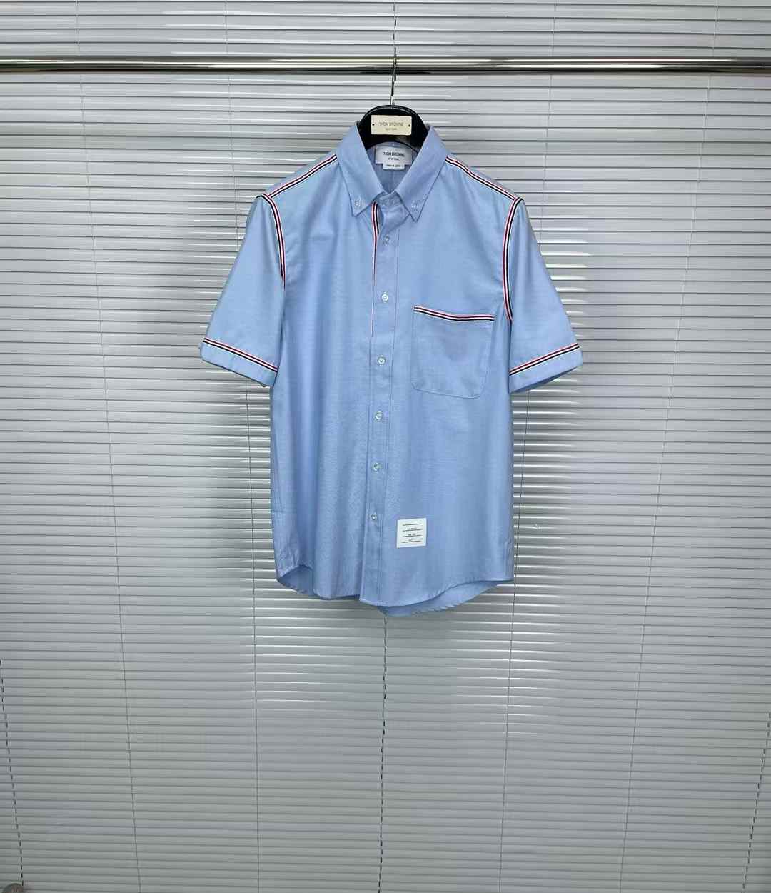 Thom Browne RWB stripe cotton shirt in blue