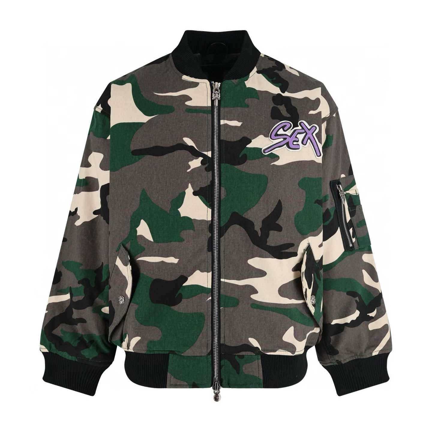 Chrome Hearts Matty Boy Sex Records Green Camo Bomber Jacket