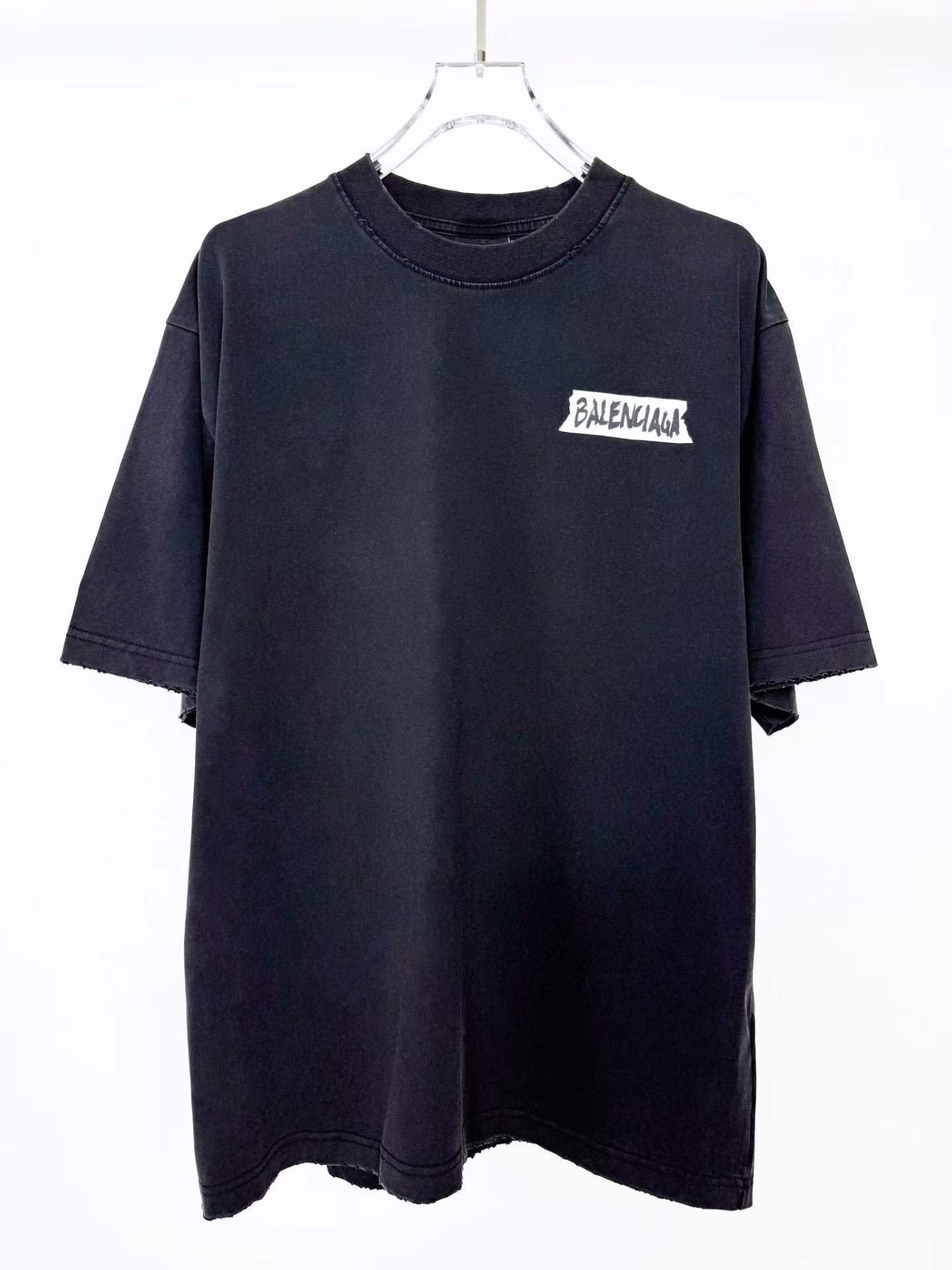 Balenciaga logo-print distressed cotton-jersey t-shirt in black