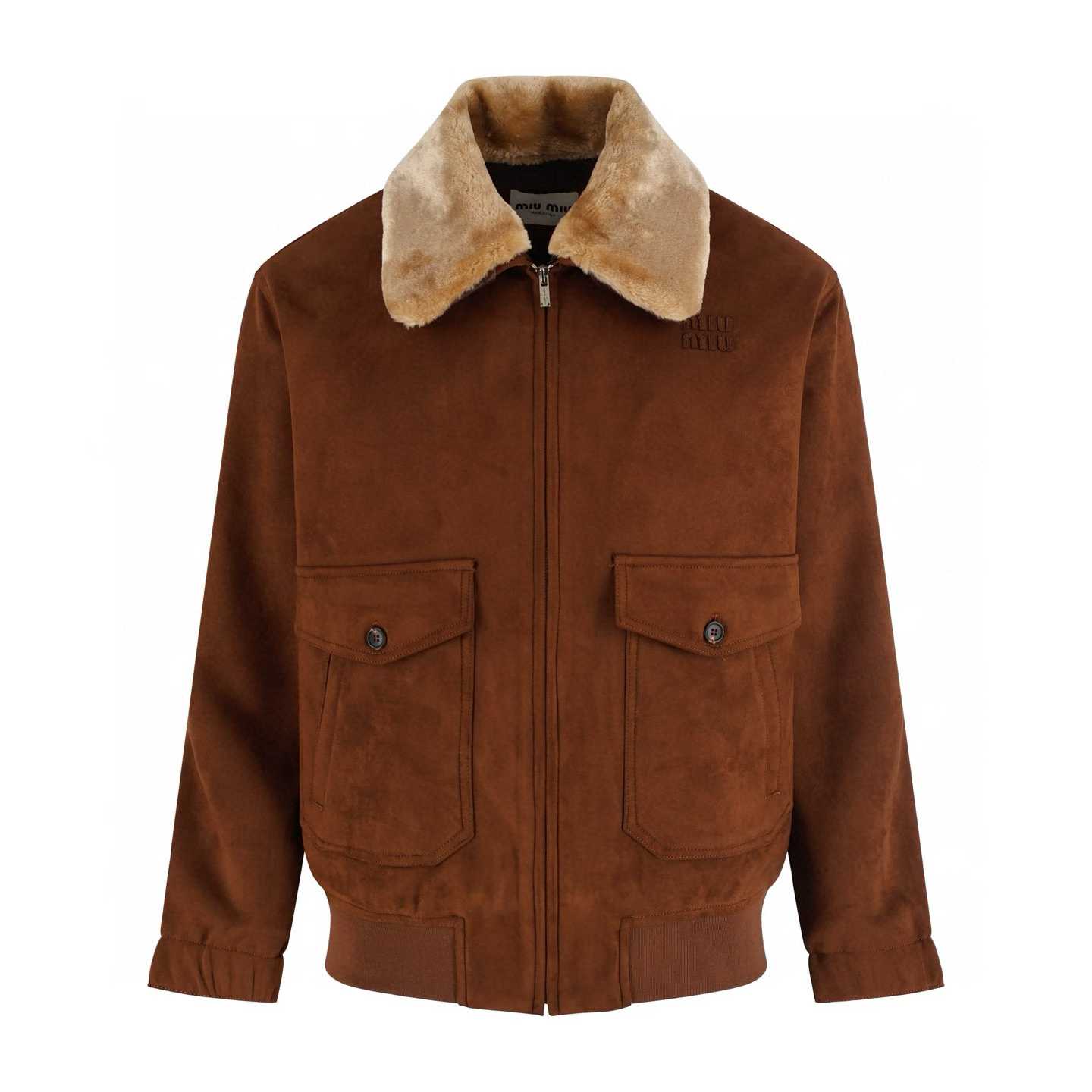 Miu mIu Men's Faux Leather Sherpa Aviator Bomber Jacket