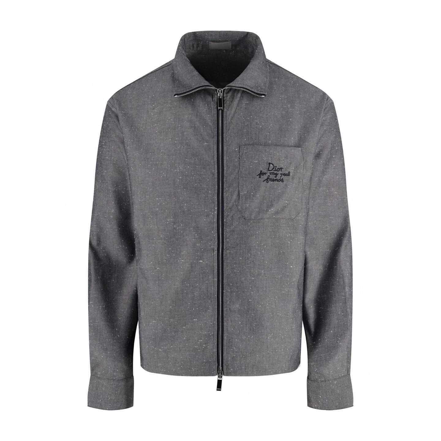 Dior CD Icon Half-Zip Sweatshirt in gray cotton fleece