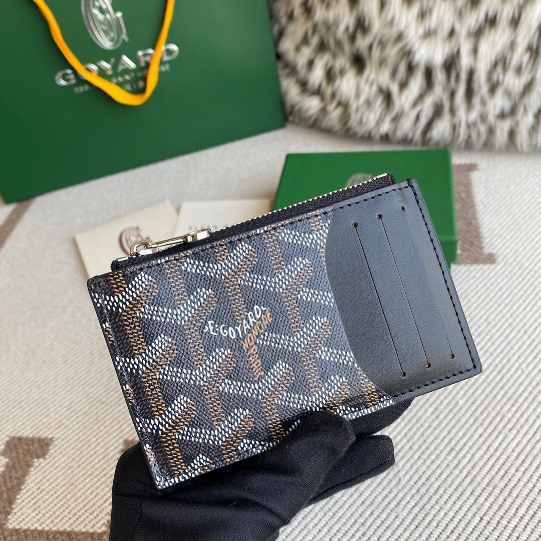 Goyard Goyardine Bourbon Zipped Card Holder in black