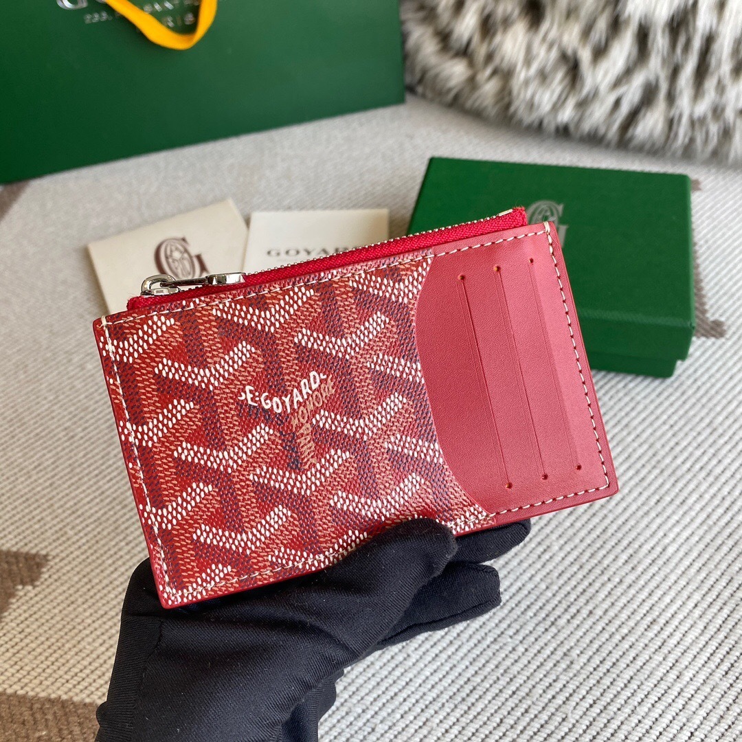 Goyard Bourbon Zipped Card Holder in red
