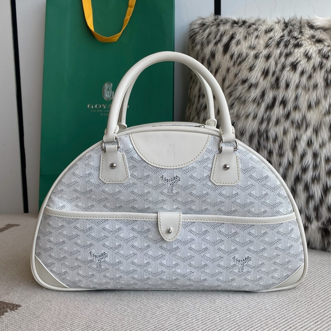 Goyard Saint Jeanne GM bowler tote bag in white coated canvas