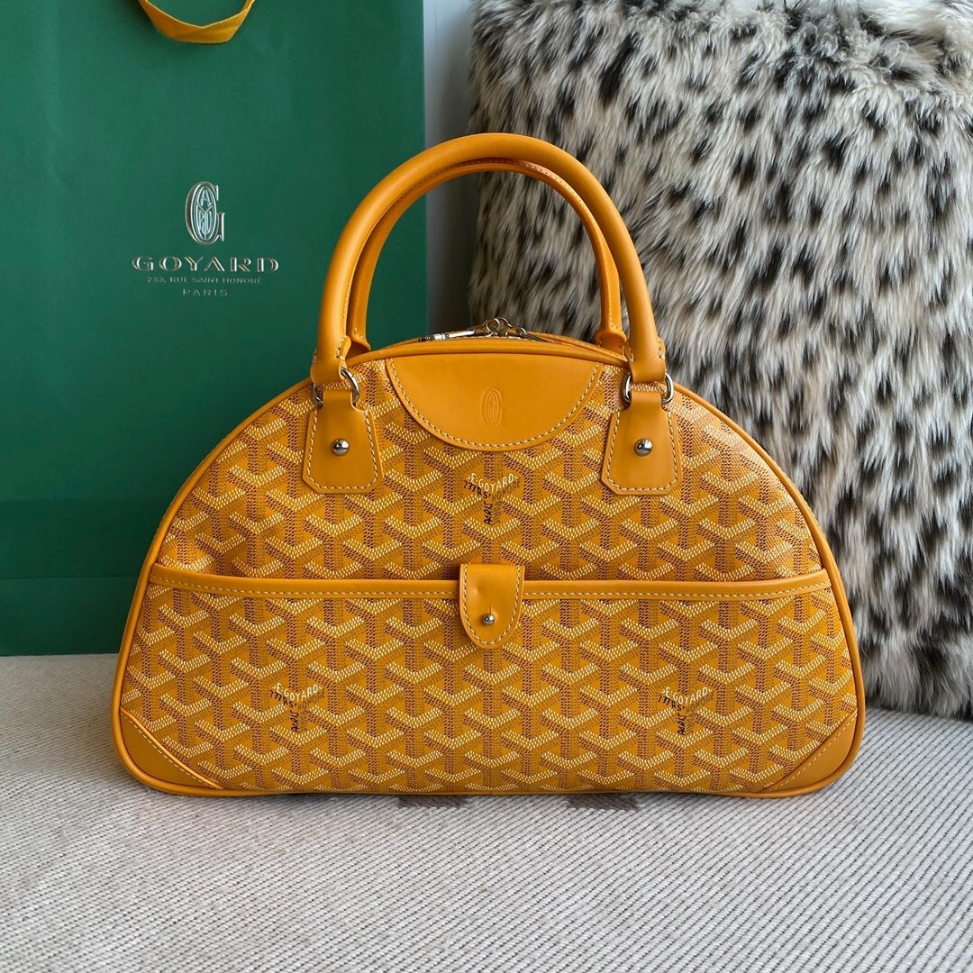 Goyard Saint Jeanne MM Boston bag in yellow Goyardine canvas