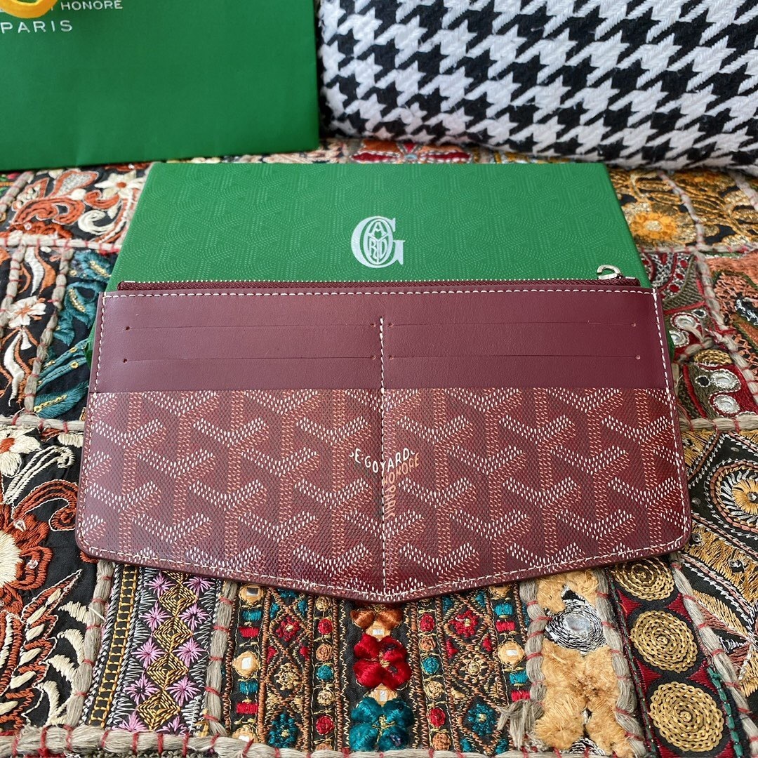 Goyard Victoire wallet in burgundy Goyardine canvas and leather