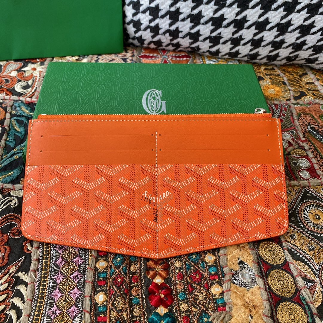 Goyard Insert Louise wallet in orange canvas and calfskin