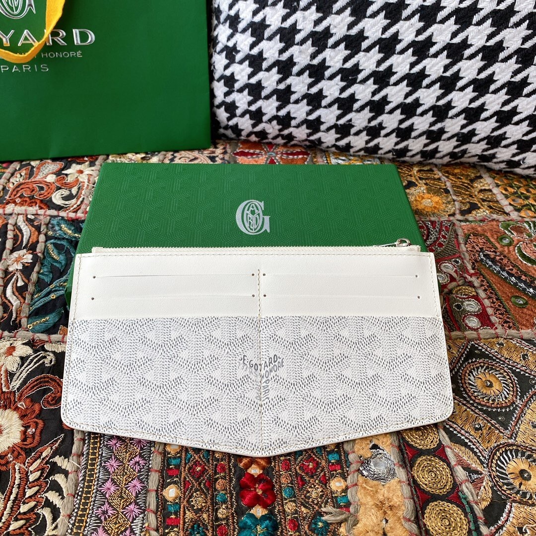 Goyard Insert Louise MM card holder in white Goyardine canvas and calfskin leather