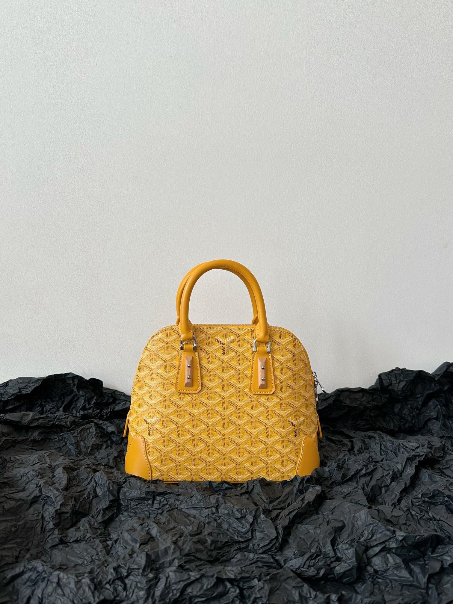 Goyard Vendôme Mini Top handle bag in yellow Goyardine canvas and Chevroches calfskin