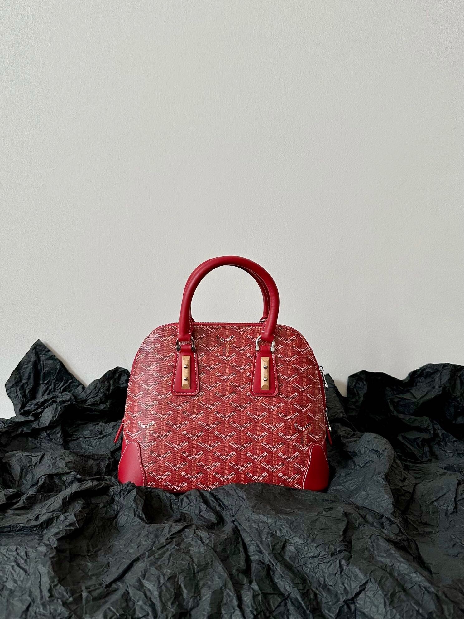 Goyard Vendôme Mini Bag in red Goyardine canvas and red Chevroches calfskin leather trim