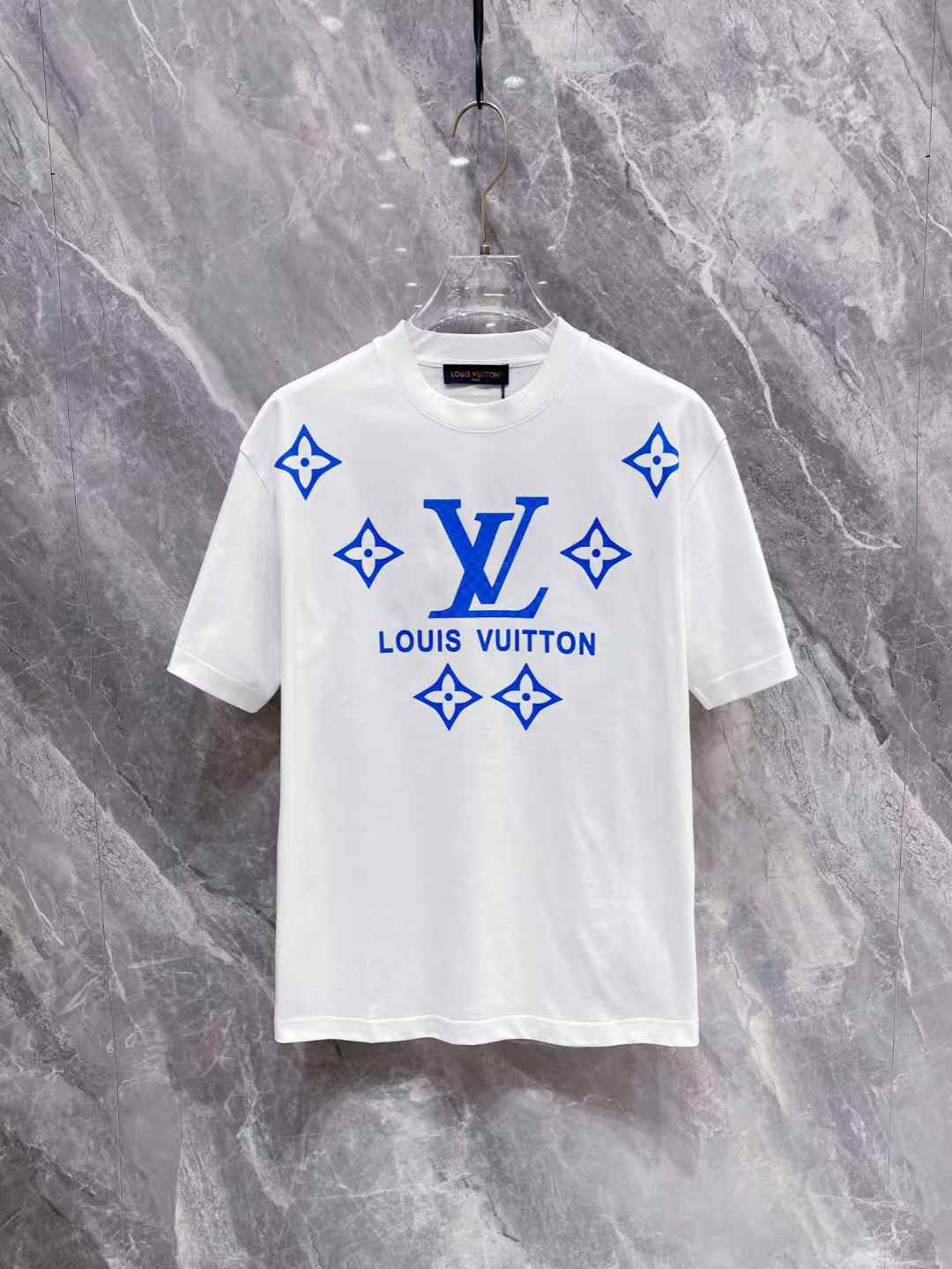 LV white and blue monogram T-shirt