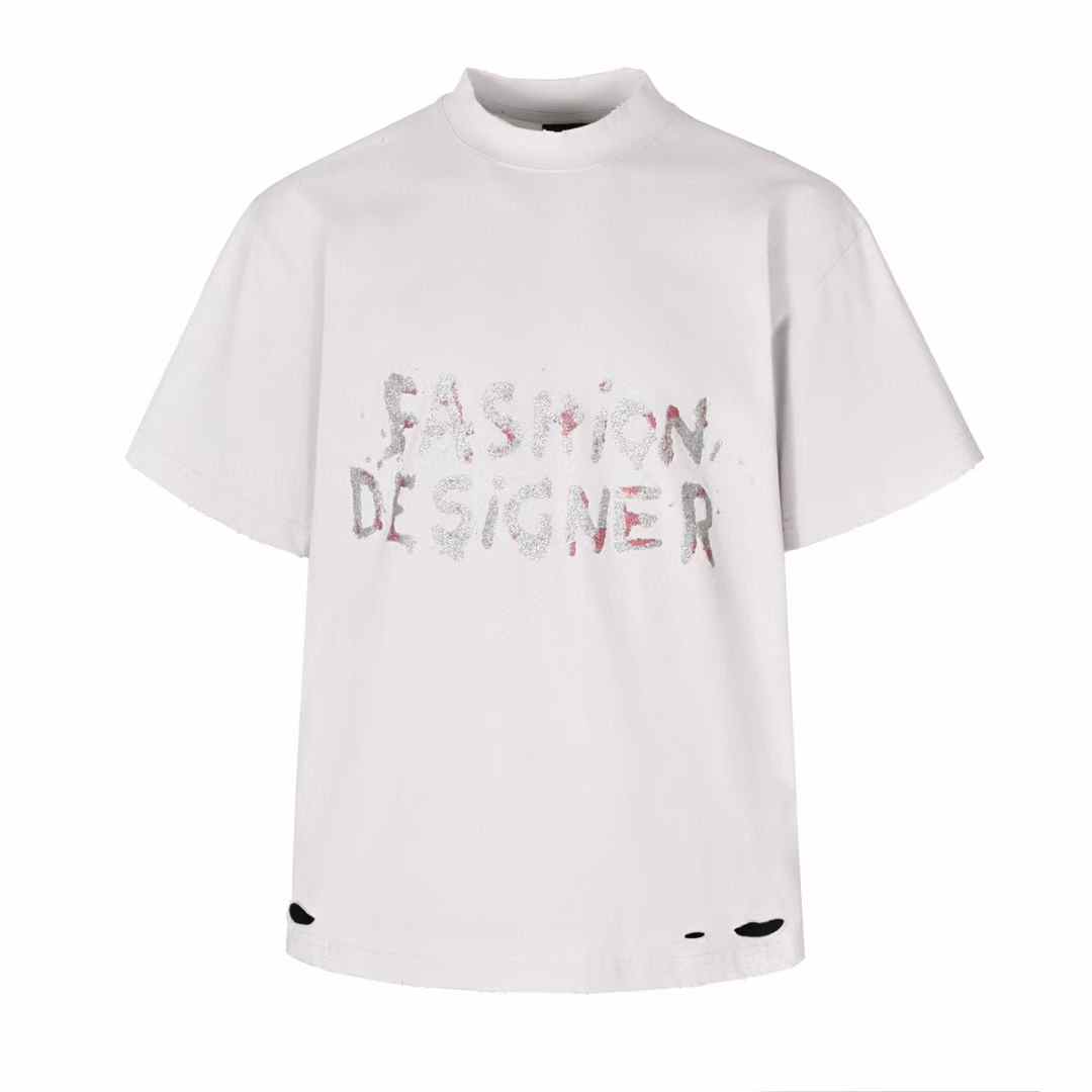 Balenciaga Distressed Logo T-shirt in cotton white