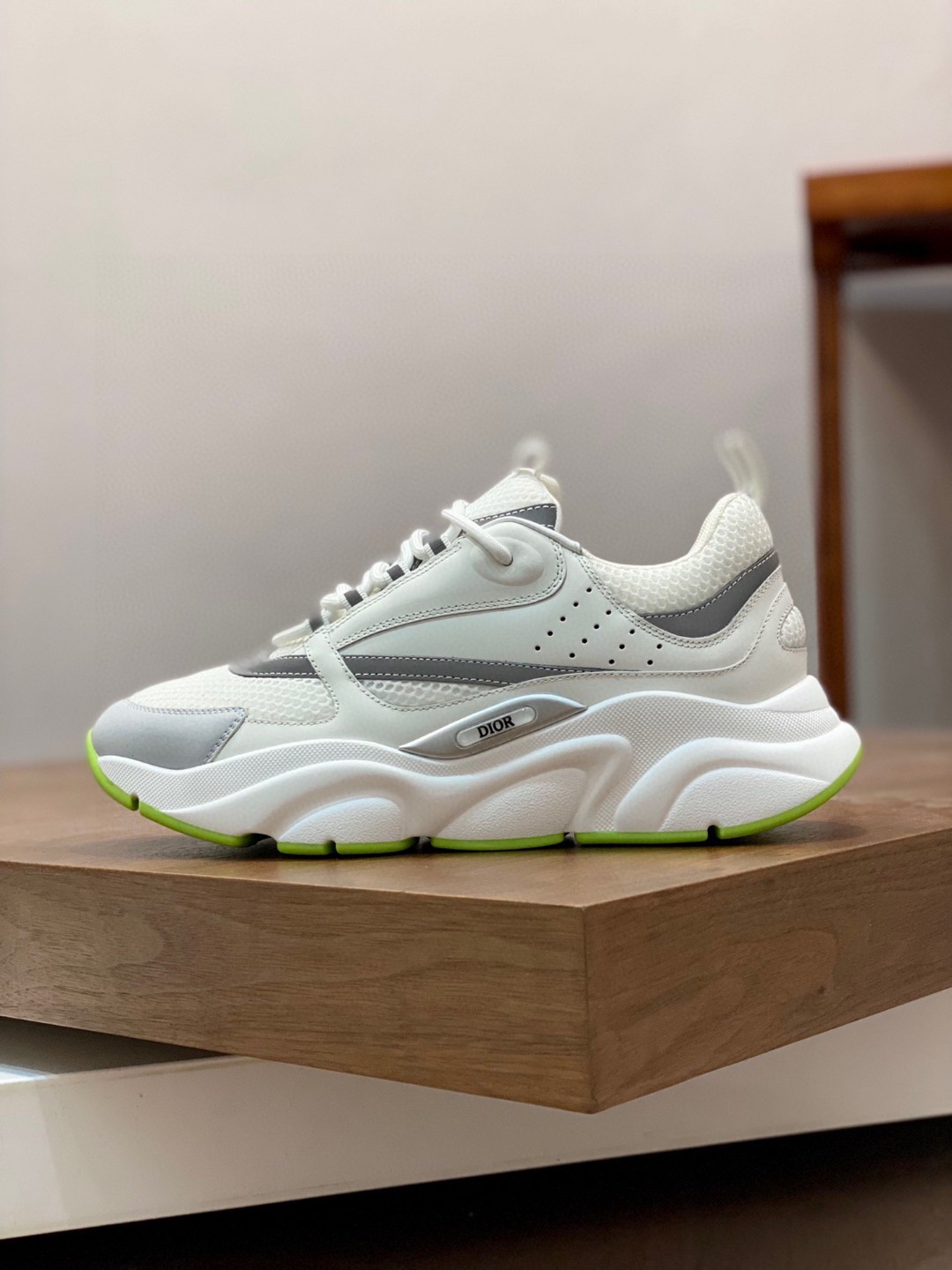 Dior B22 White Silver Fluo Green sneakers