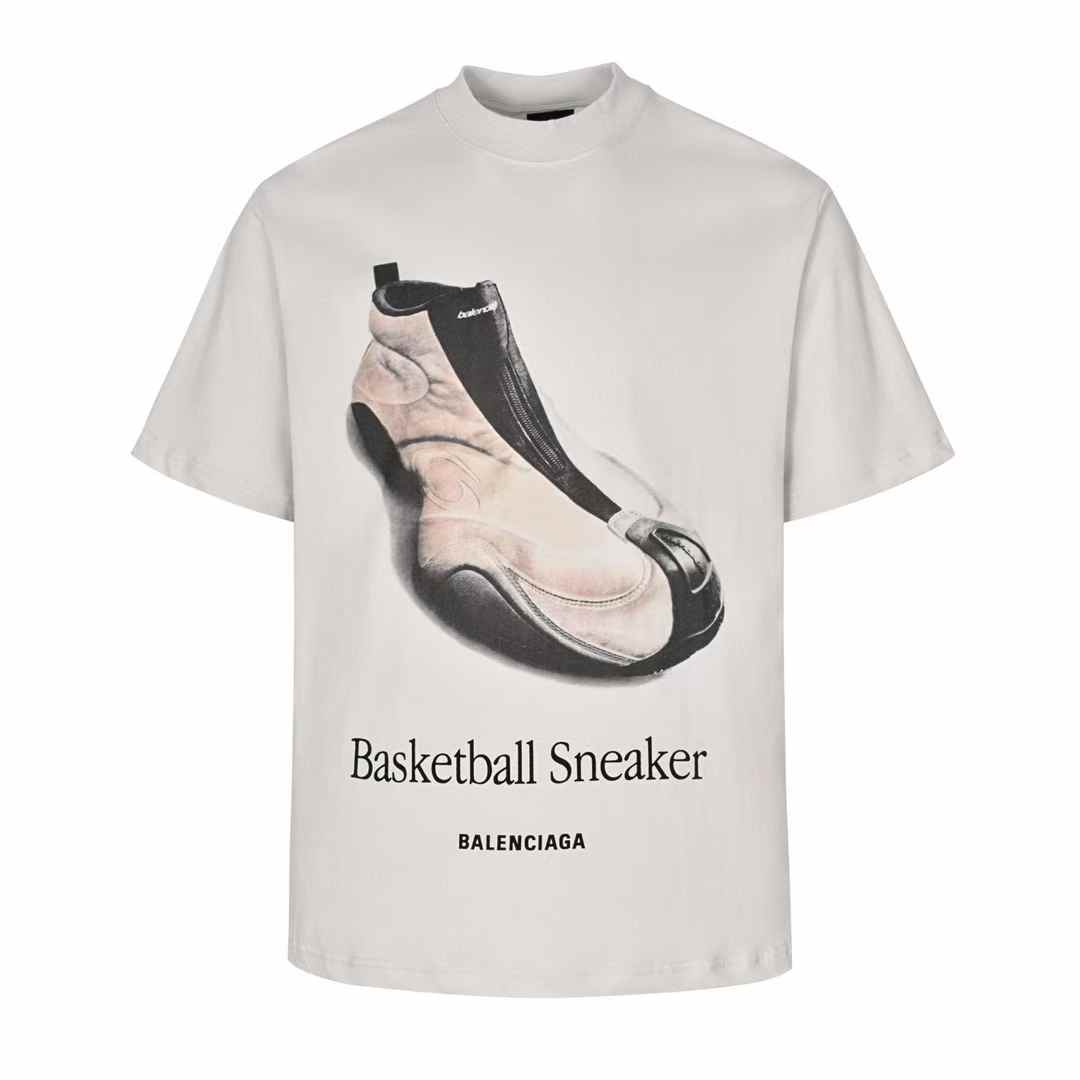 Balenciaga Oversized Basketball Sneaker T-shirt in Dirty White