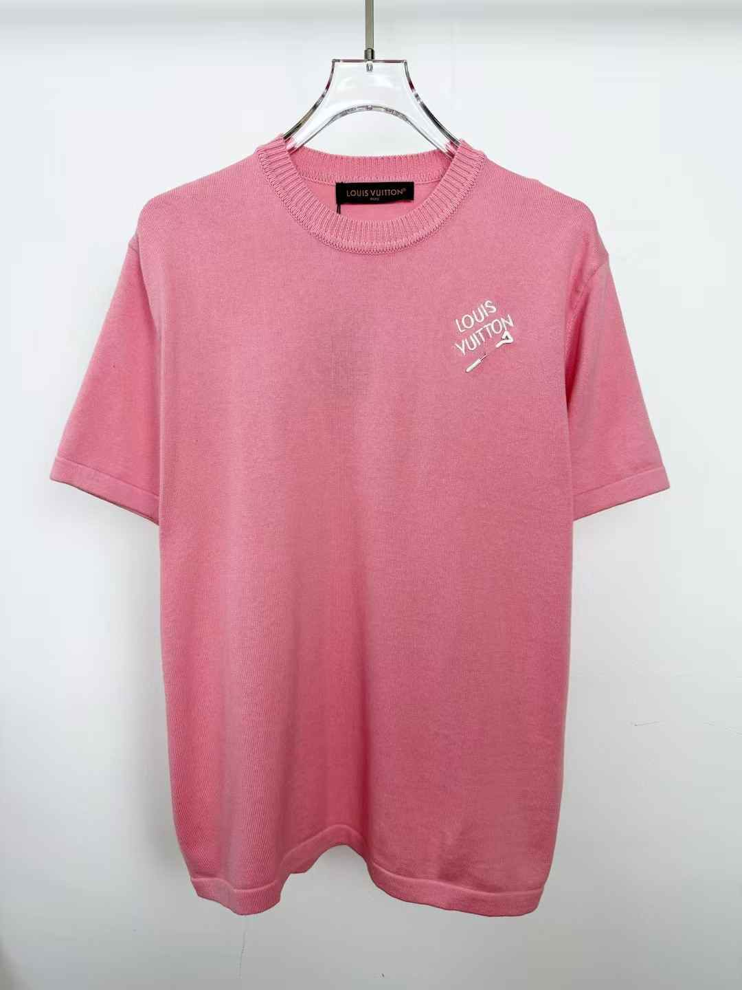 LV pink Embroidered Cotton T-Shirt