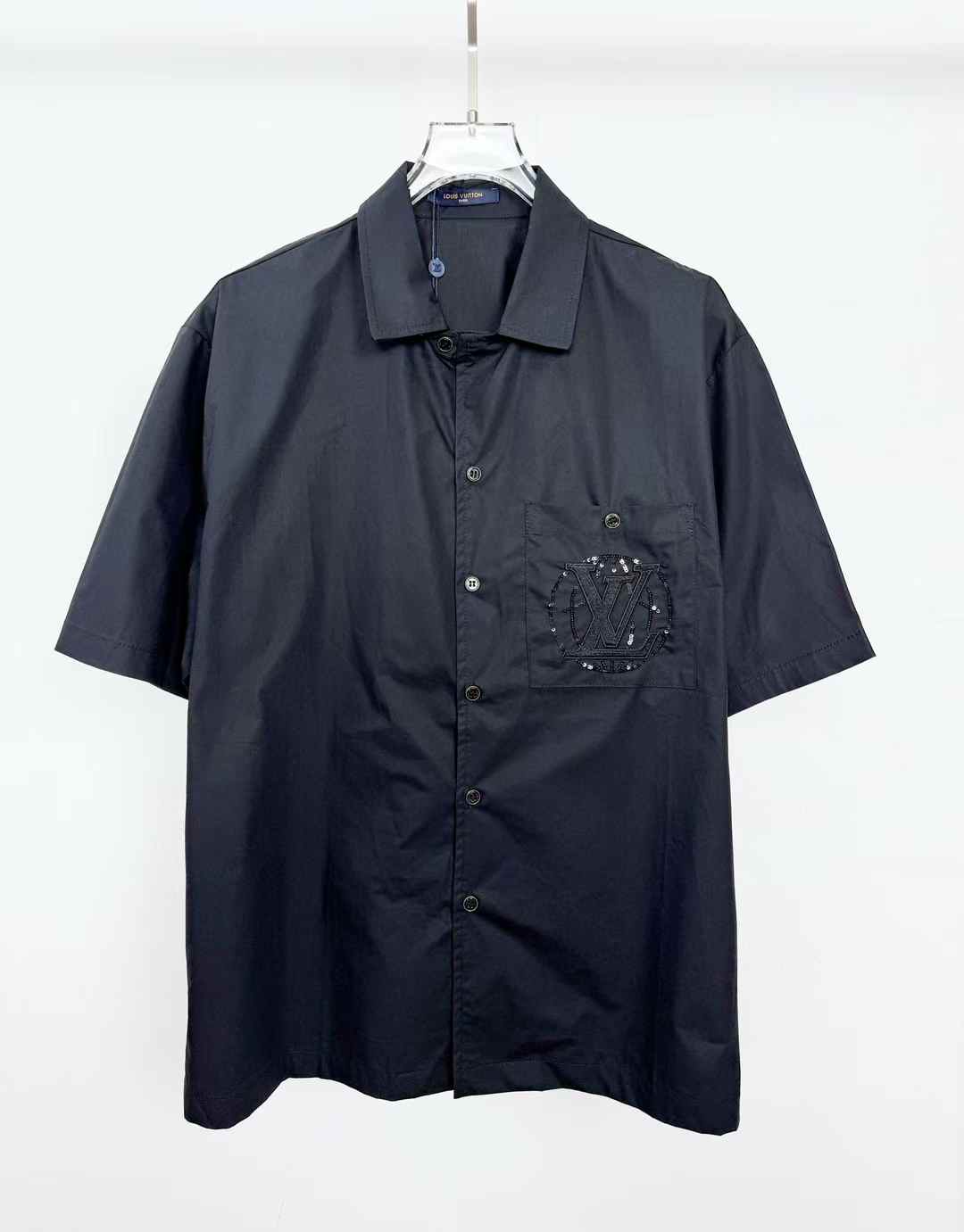 LV Embroidered Short-Sleeved Cotton Shirt