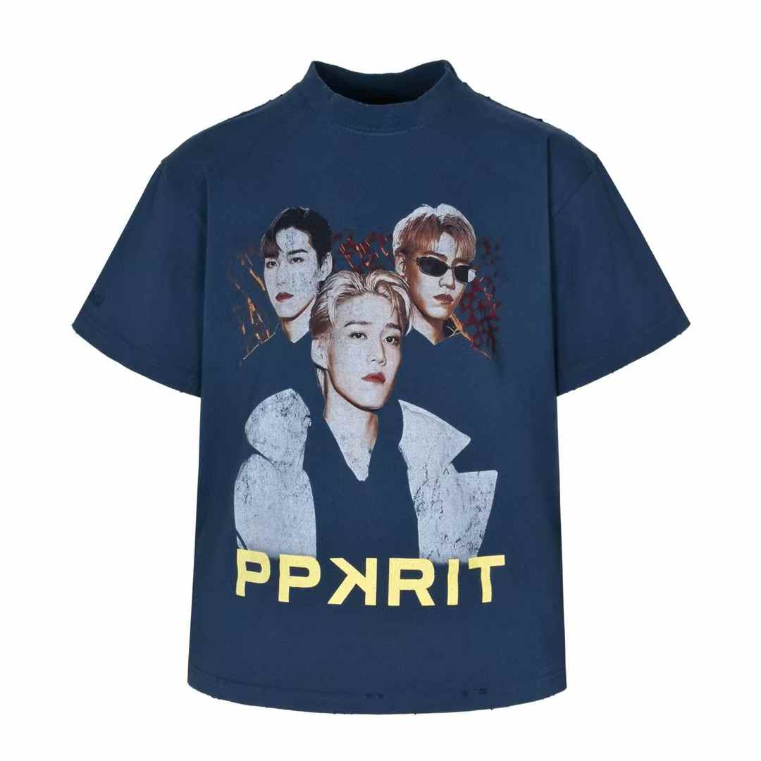 Balenciaga PP Krit Oversized T-shirt in dark blue dry jersey