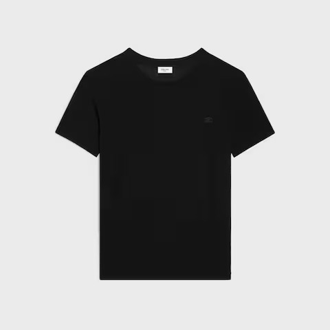 Celine regular t-shirt in black fine cotton jersey