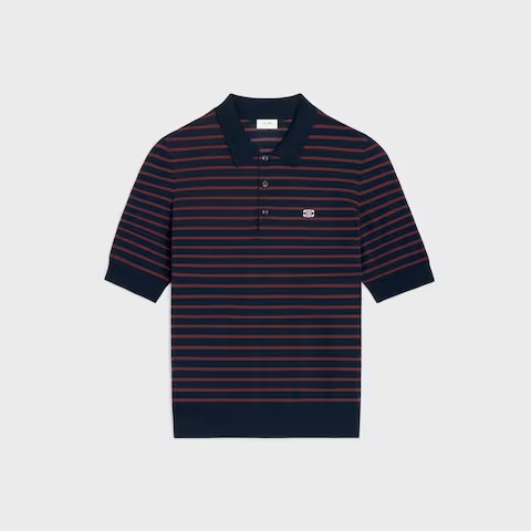 Celine Homme slim-fit, logo-embroidered, striped cotton polo shirt