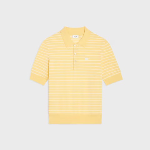 Celine short-sleeved polo sweater in fine cotton in pale yellow/ecru