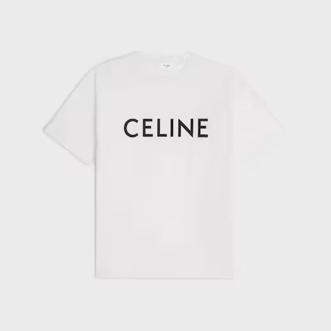 Celine Logo Tee in white cotton jersey