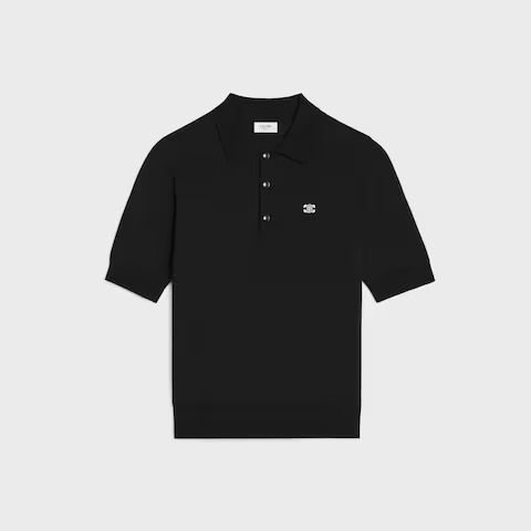 Celine Triomphe Polo in black fine cotton