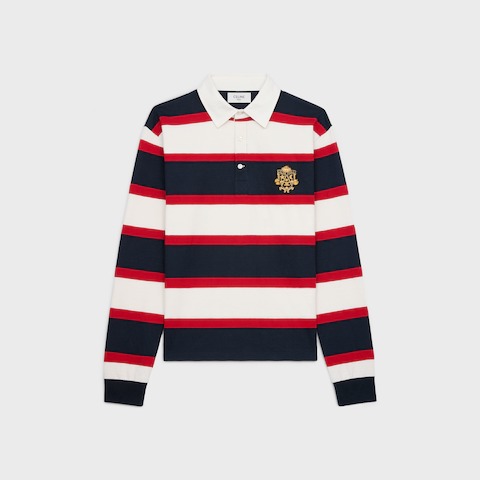 Celine Blason rugby polo shirt in striped cotton jersey with a blason patch