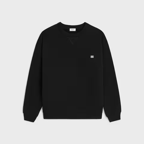 Celine Triomphe crew neck sweater in black wool and cashmere