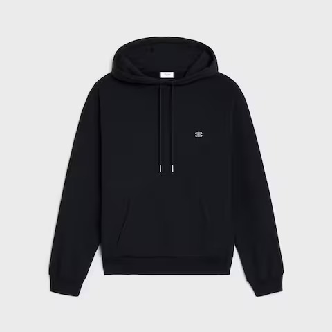 Celine Homme Triomphe Loose Hoodie in cashmere cotton and black color