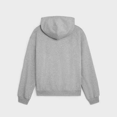 Celine Triomphe Loose Zipped Hoodie in grey melange cashmere cotton