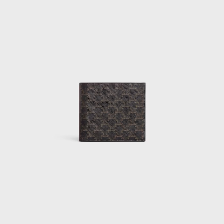 Celine Triomphe bi-fold wallet in black canvas and leather