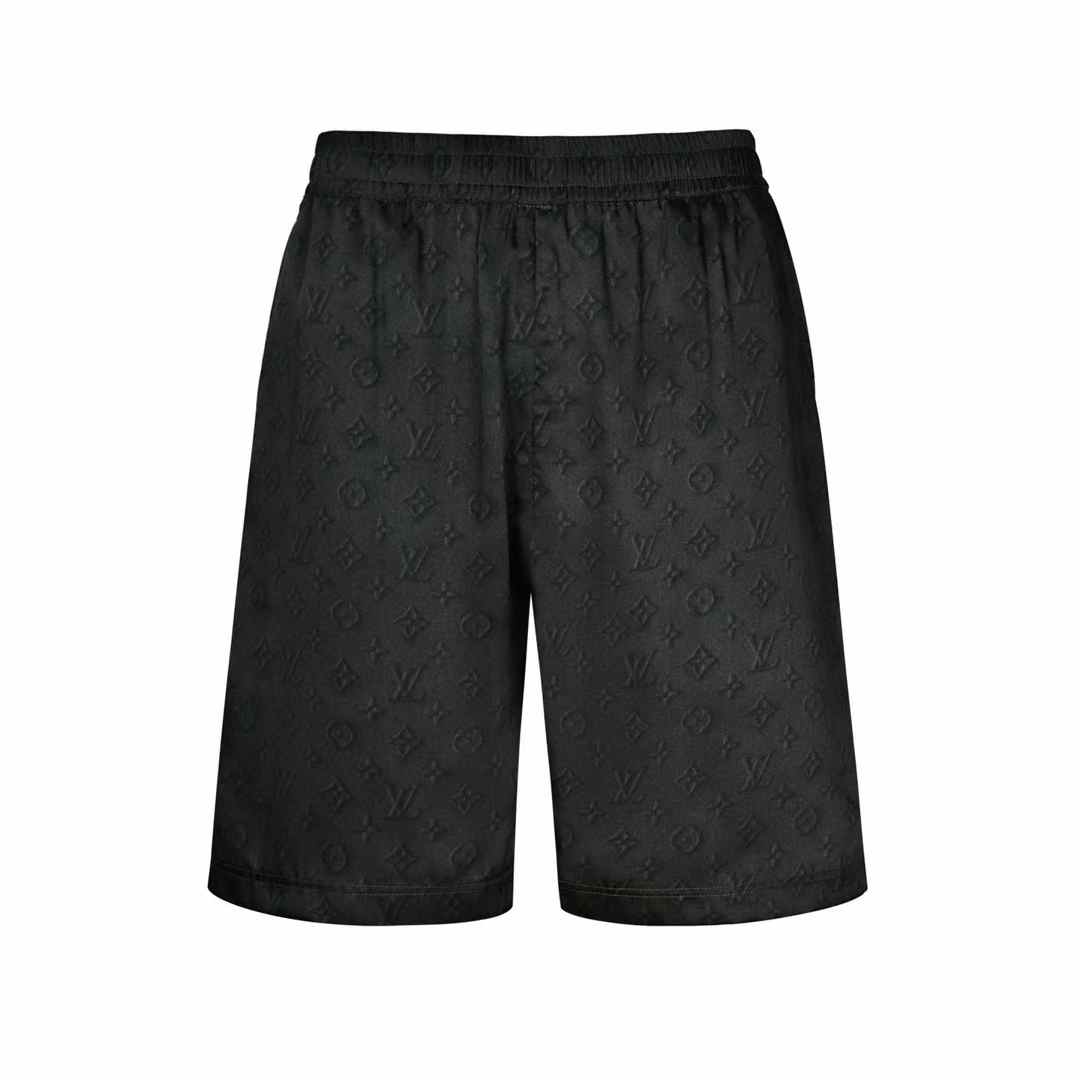 LV Monogram Moiré Jacquard Silk Shorts in black
