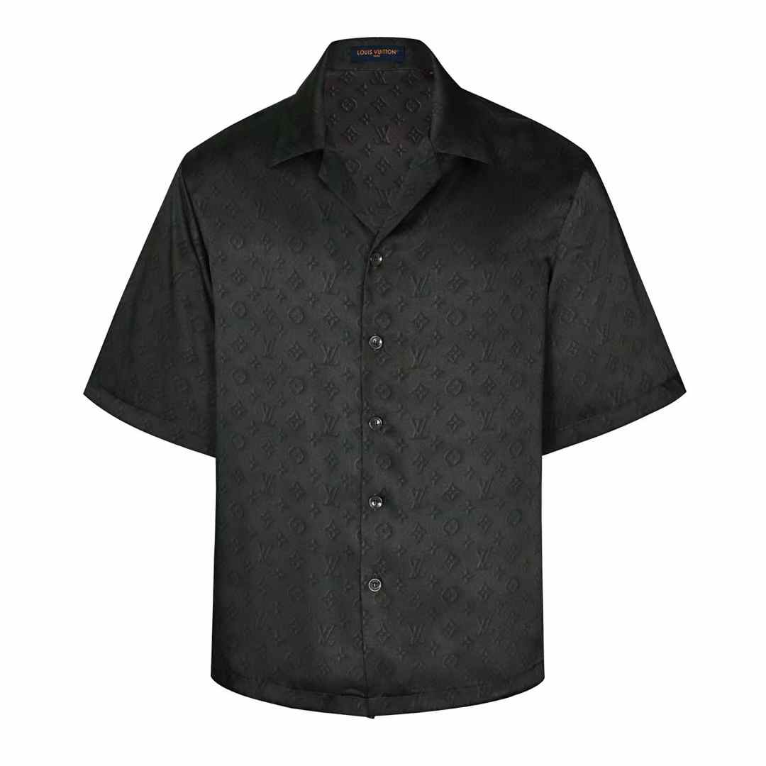 LV Graphic Jacquard Short-Sleeved Shirt in black