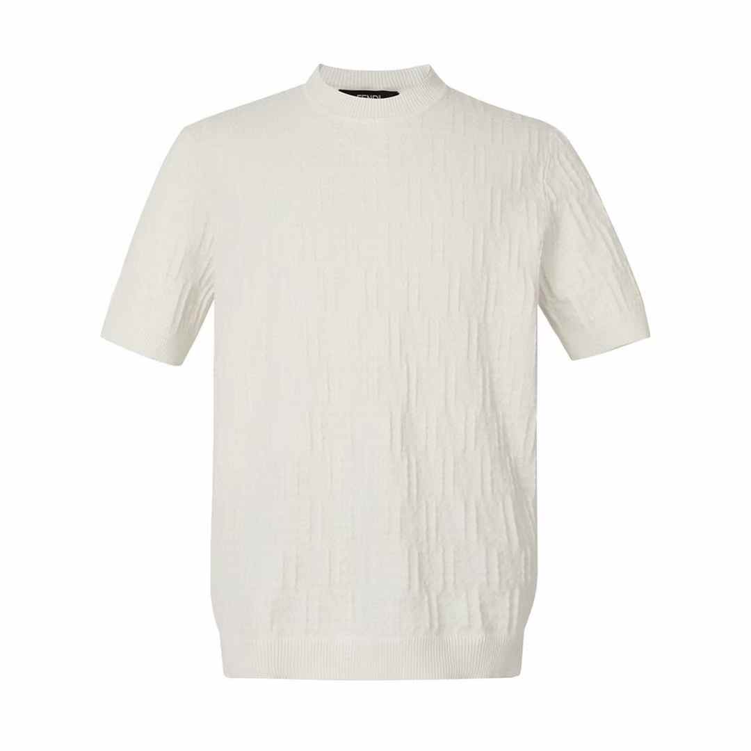 fendi Oblique relaxed-fit T-shirt in off-white terry cotton jacquard.