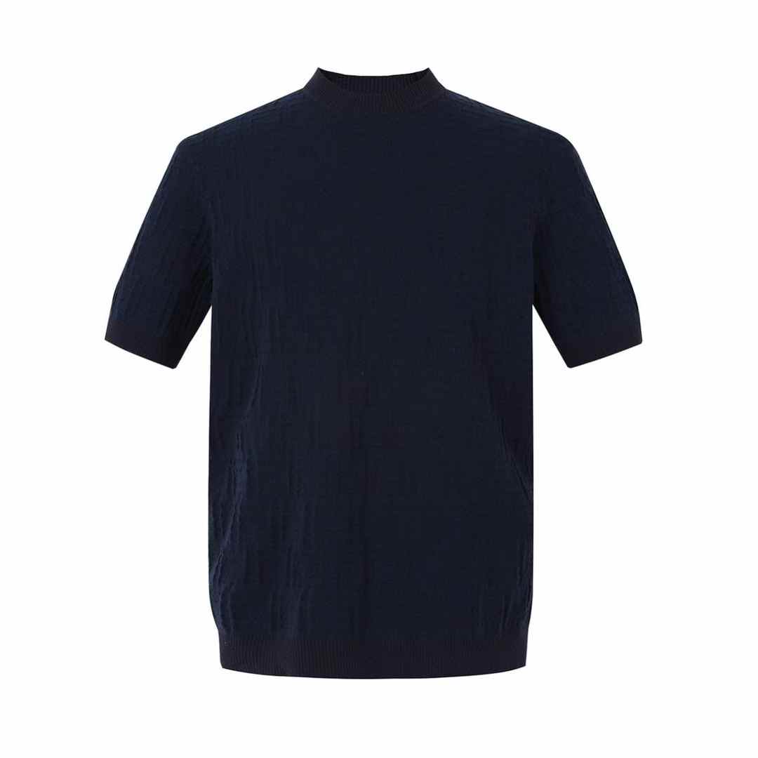 fendi midnight blue ribbed t-shirt in a stretch viscose blend