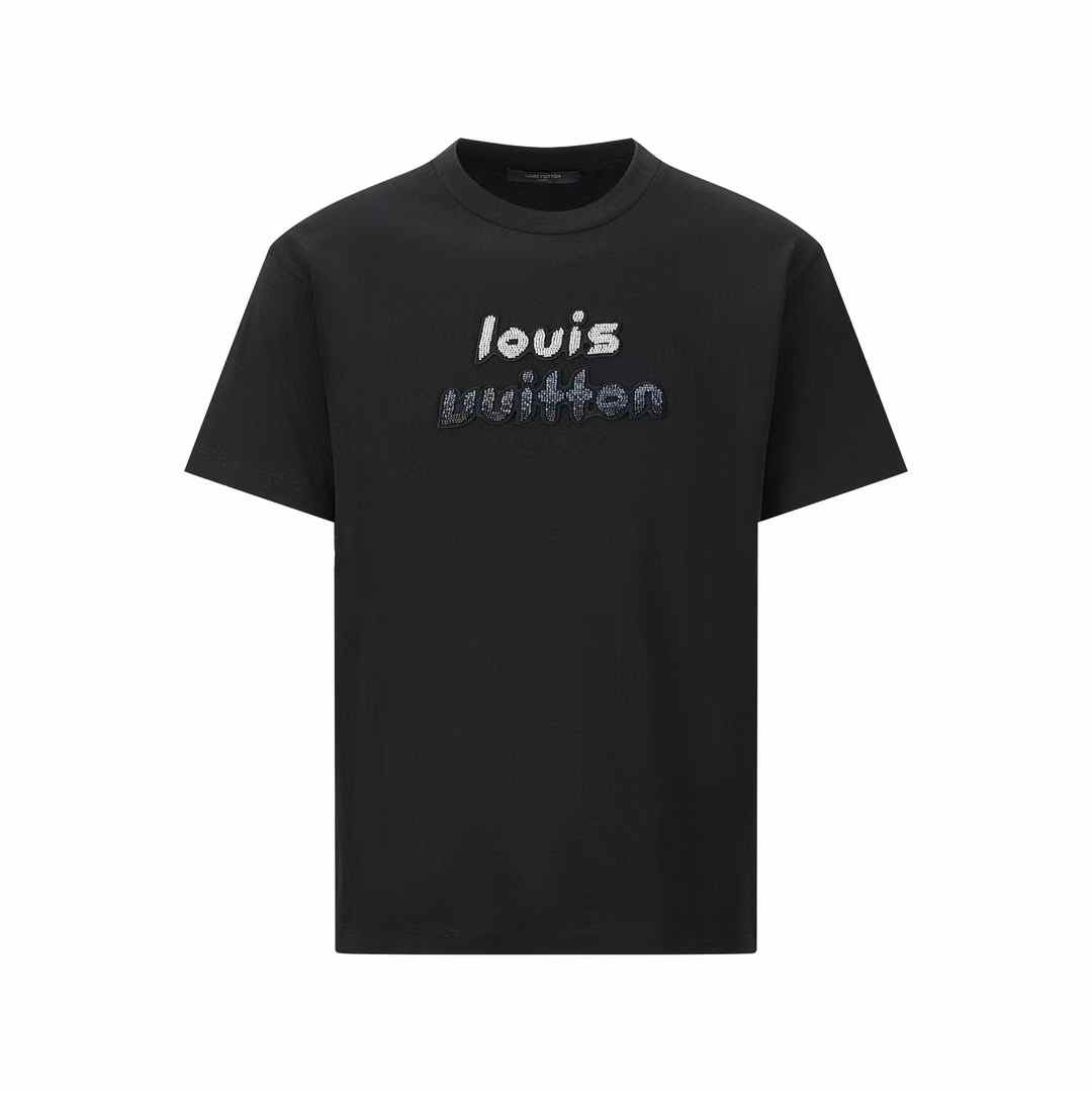 LV Bead-Embroidered Cotton T-shirt in black