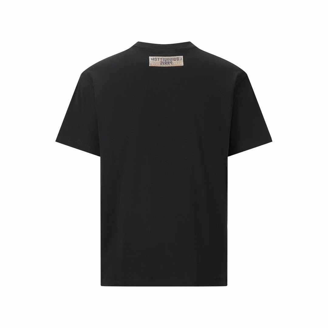LV Bead-Embroidered Cotton T-shirt in black