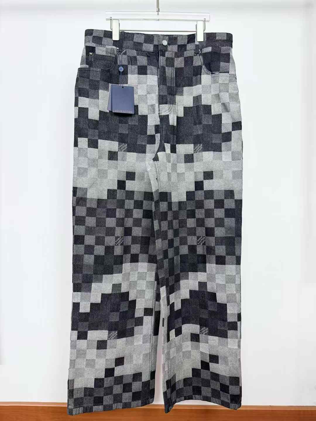 LV Damoflage Skate Denim pants featuring the Spring-Summer 2024 Damoflage motif in washed black tones