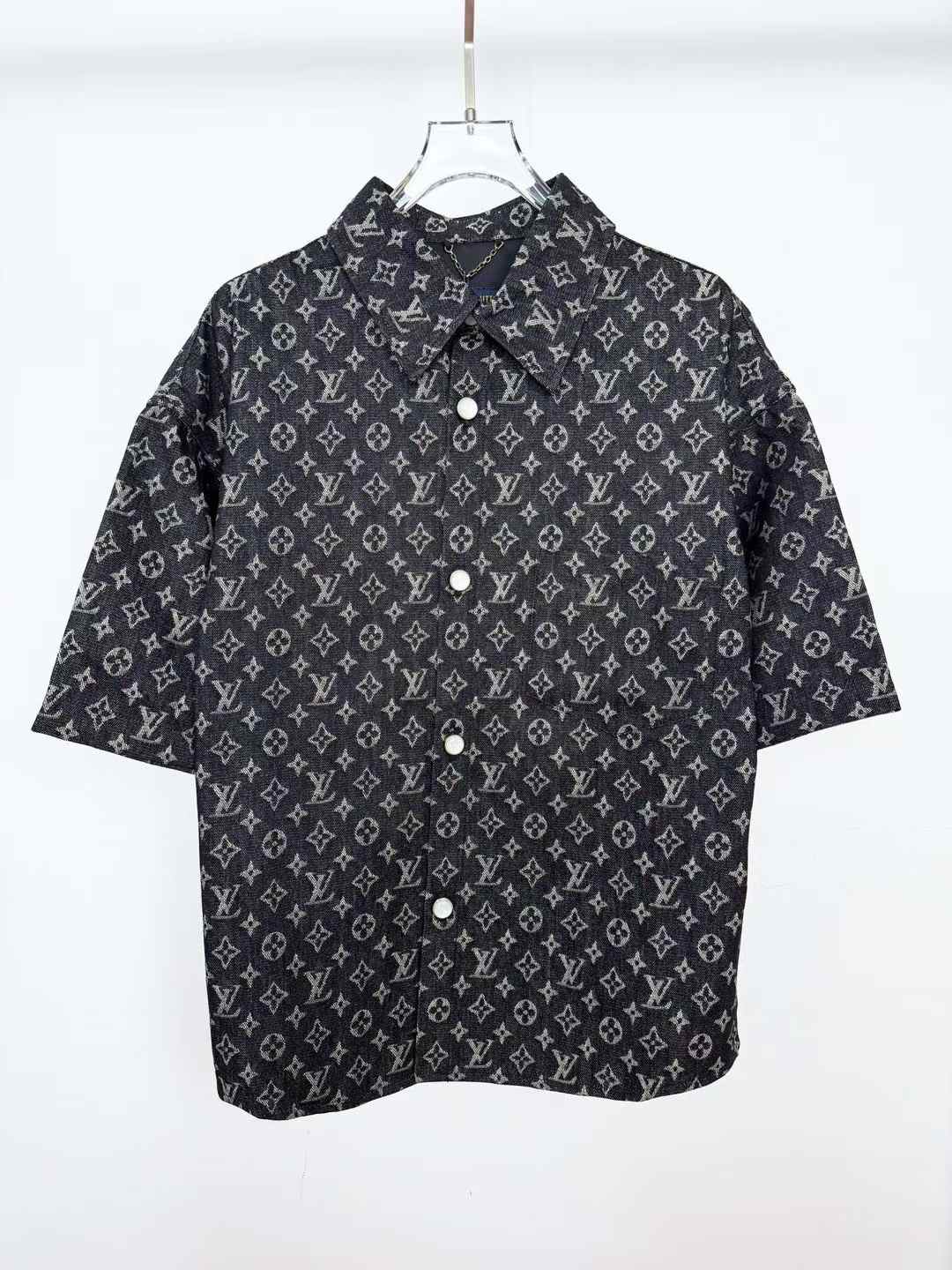 LV Monogram Short-Sleeved Chambray Shirt