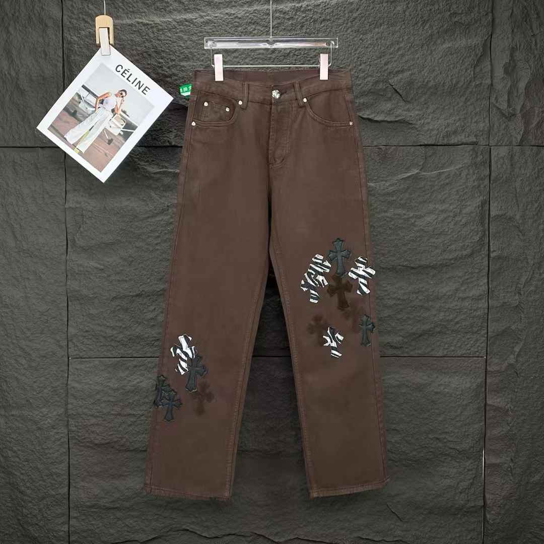 Chrome Hearts Levi's brown zebra cross patch jeans